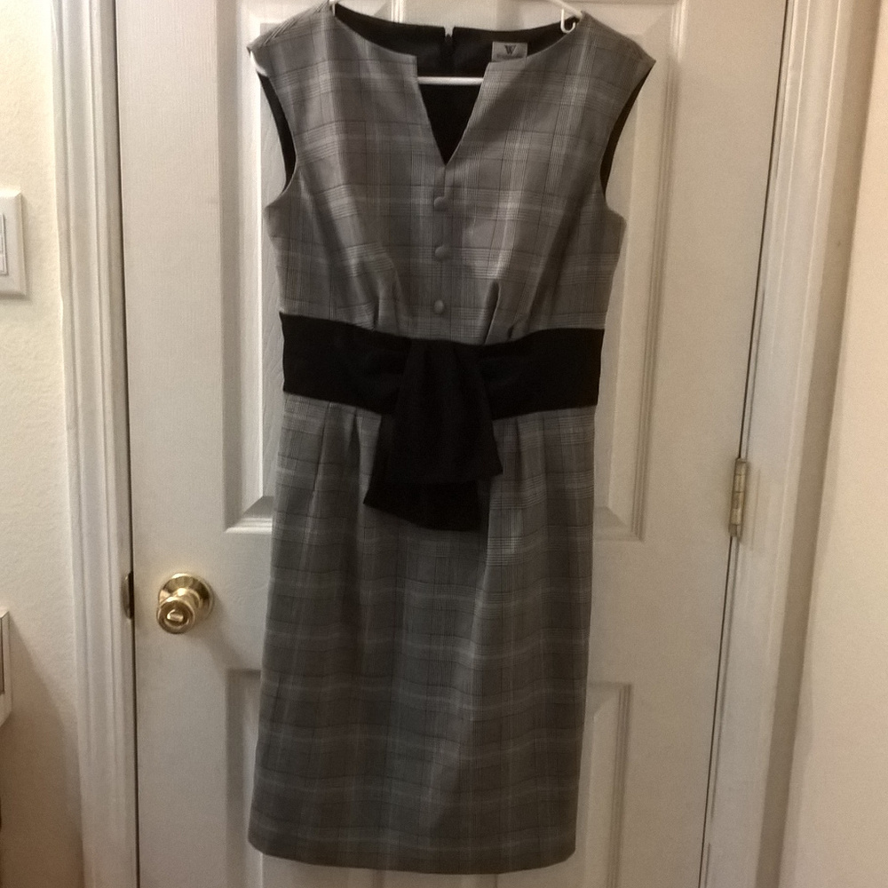 Worthington Grey/Black Plaid Sheath Dress 6